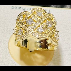 Samantha Stone Gold toned fine silver plated statement ring sz 6 NWT